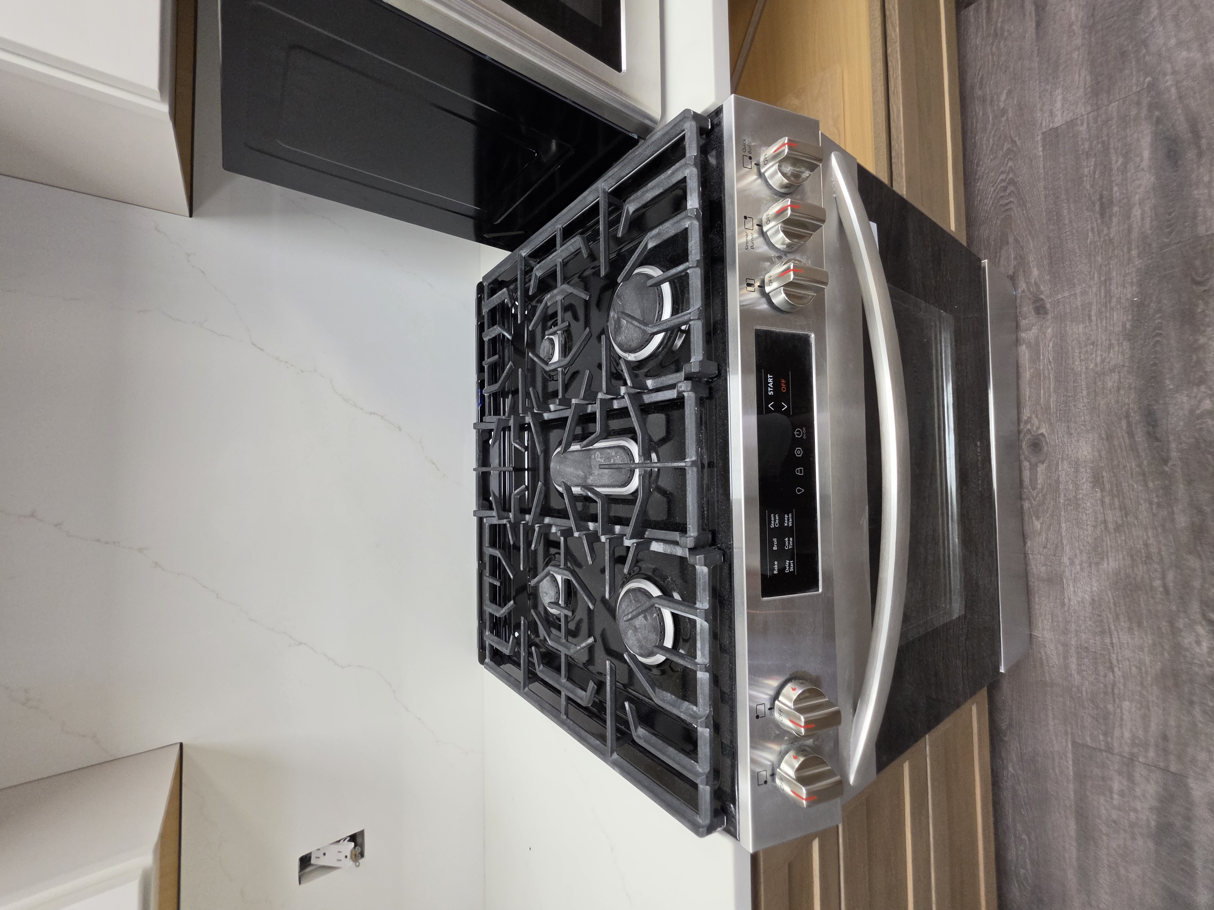 Five-burner stainless gas range and cooktop