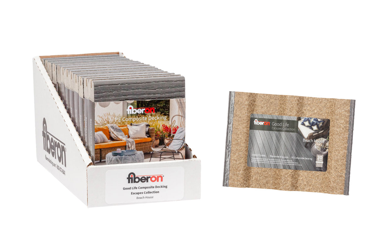 Fiberon take-home sample boards in their counter display