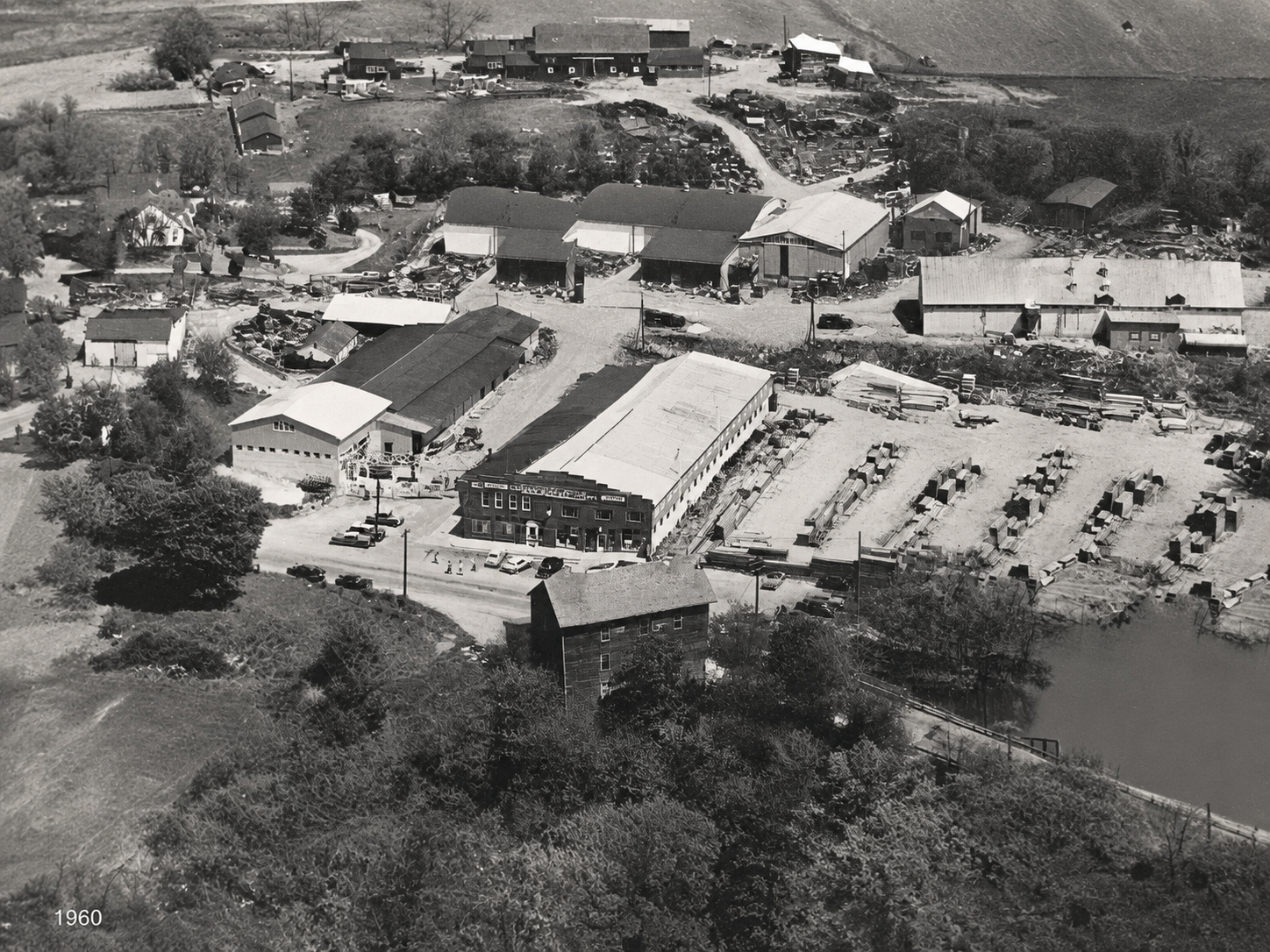 Aerial of the yard, 1960s