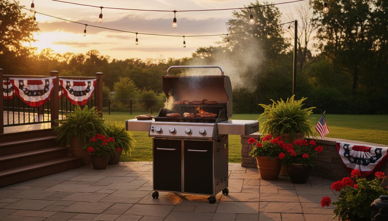 Deck kitchen with built-in surround in Manalapan