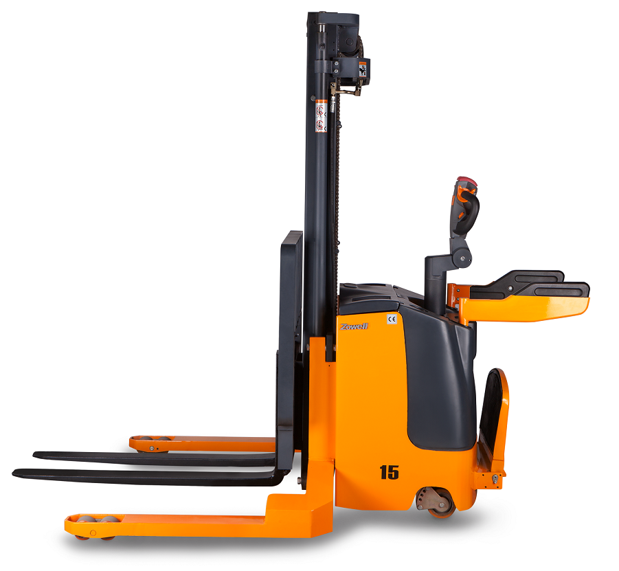 Walk-behind electric straddle stacker