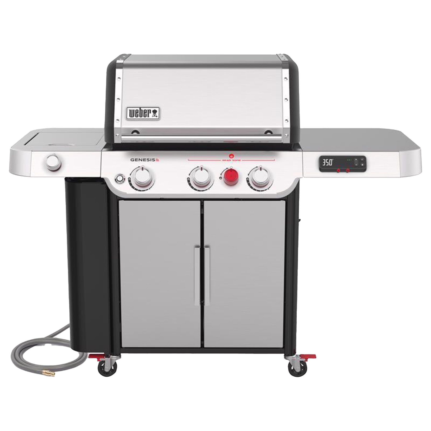 Weber gas grill with side burner, stainless